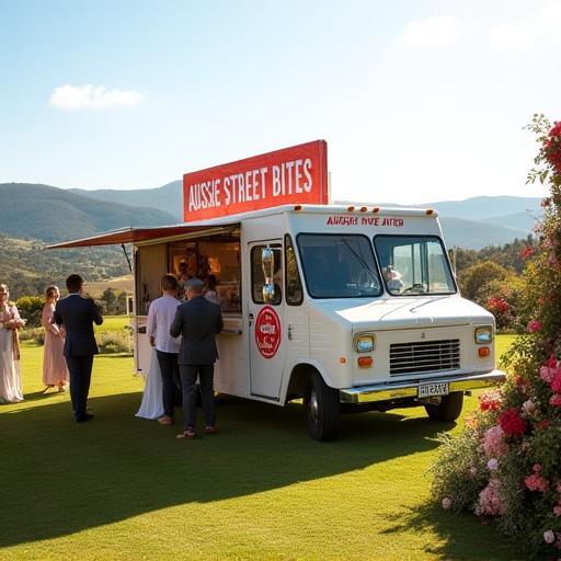 Aussie Street Bites truck at outdoor wedding in Yarra Valley